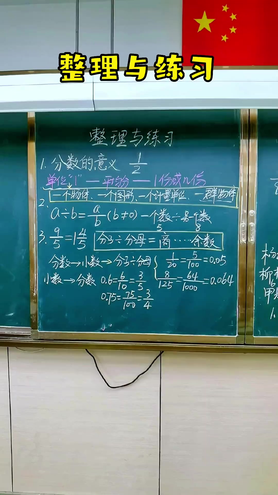 分数的意义和性质整理与复习 数学思维 父母课堂 知识分享 粉笔字