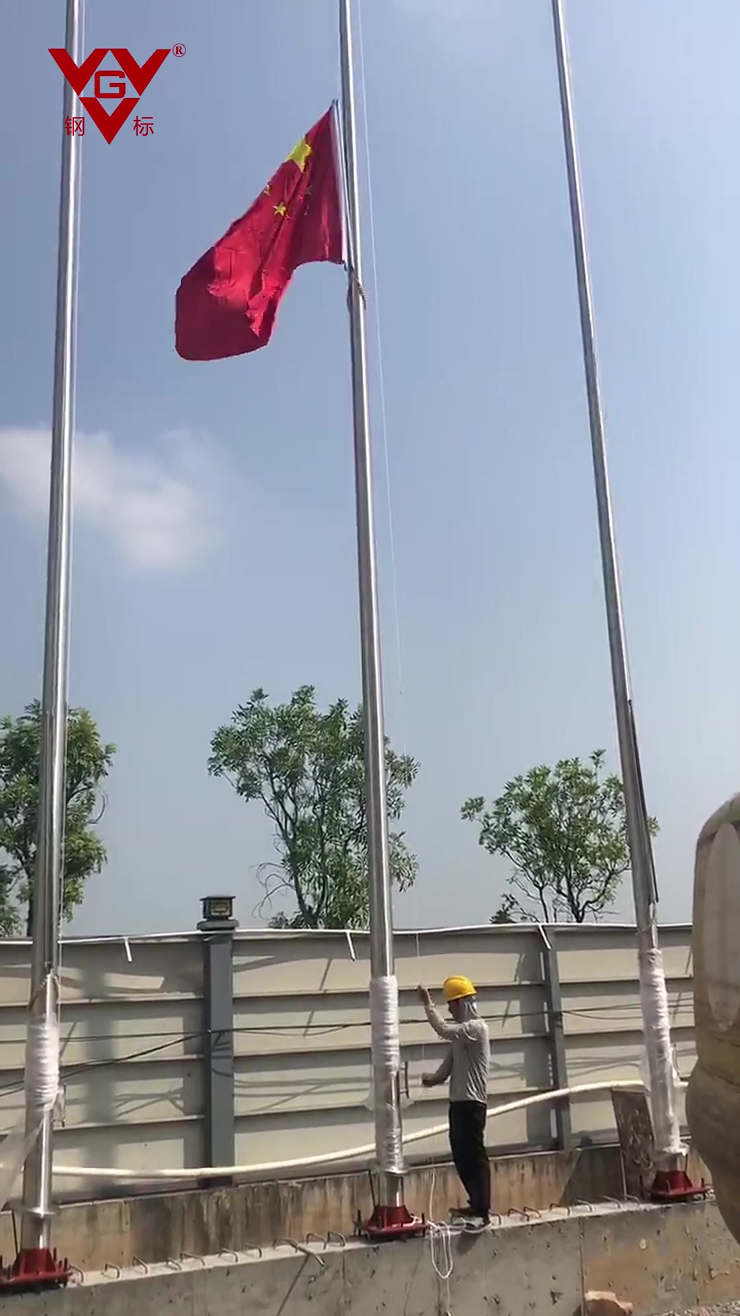 不锈钢旗杆 锥形一体酒店广场国旗杆 手动升旗杆-度小视