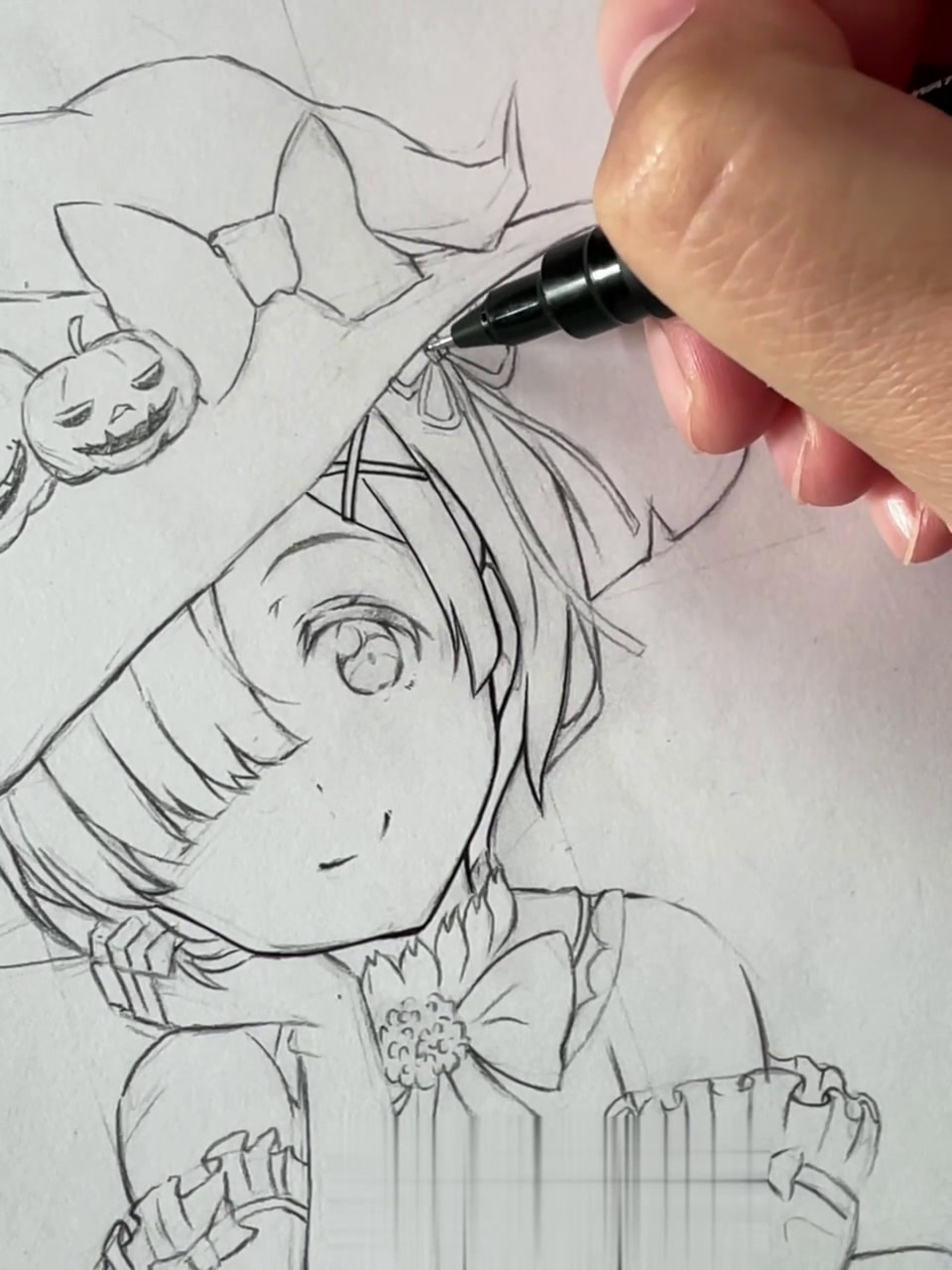 马克笔手绘蕾姆勾线教程解说 勾线篇