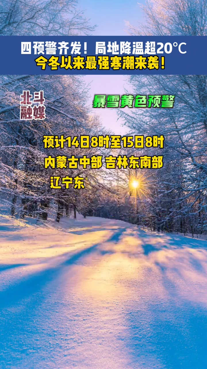 暴雪黄色预警 寒潮来袭 降温 四预警齐发-度小视