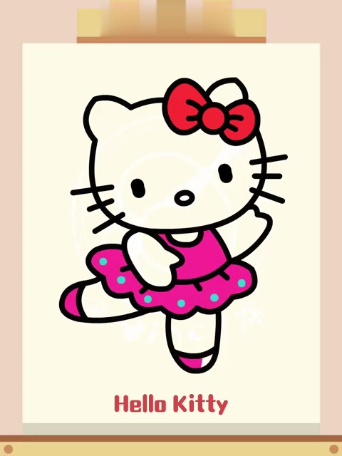 100个简笔画小动画:hello kitty(62/100)