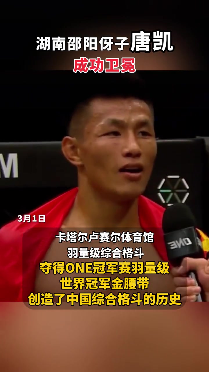 湖南伢子唐凯击倒对手!再夺世界冠军!