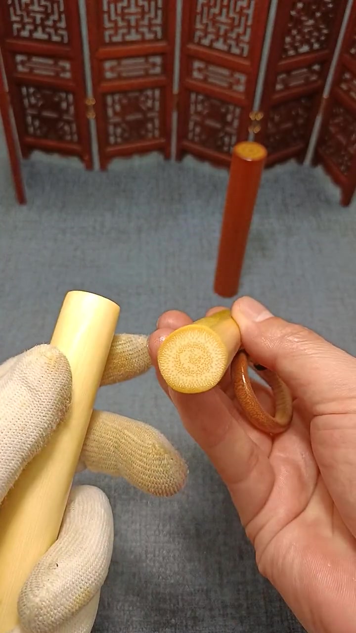 实心竹雕刻正圆手把件 实心玉竹雕刻 竹环款实心竹手把件 竹子手把件