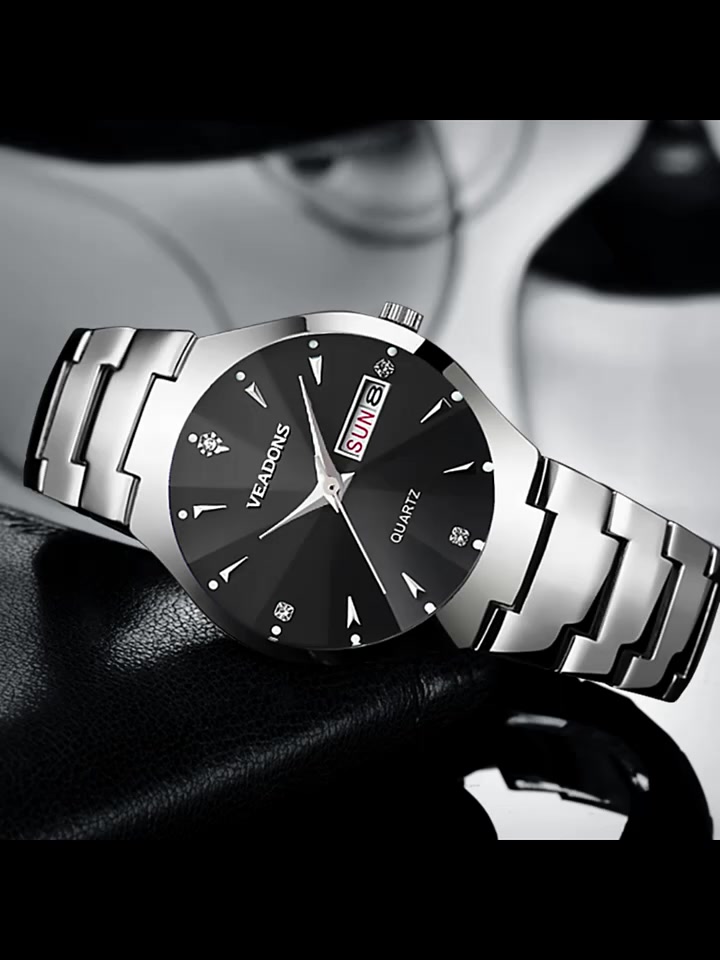 「明星代言」威顿 5059手表男士石英表商务双日历防水腕表-度小视