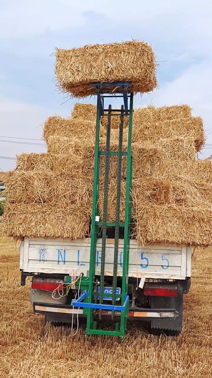 麦秸捆草包装车神器,12伏24伏电瓶带动的装车神器草包装车机提升机