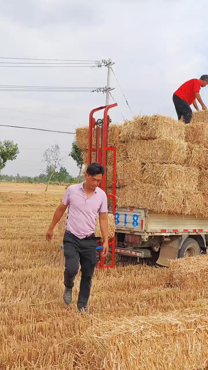 小方捆小方包玉米秸秆装车神器草捆装车机草捆提升机,电瓶就能带动的