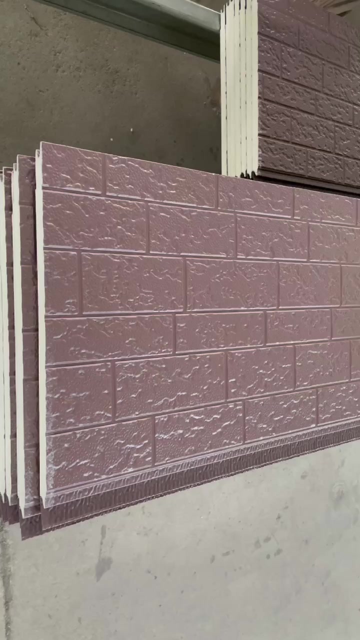 聚氨酯夹心防潮隔热保温板,活动房外墙装饰一体板,环保金属雕花