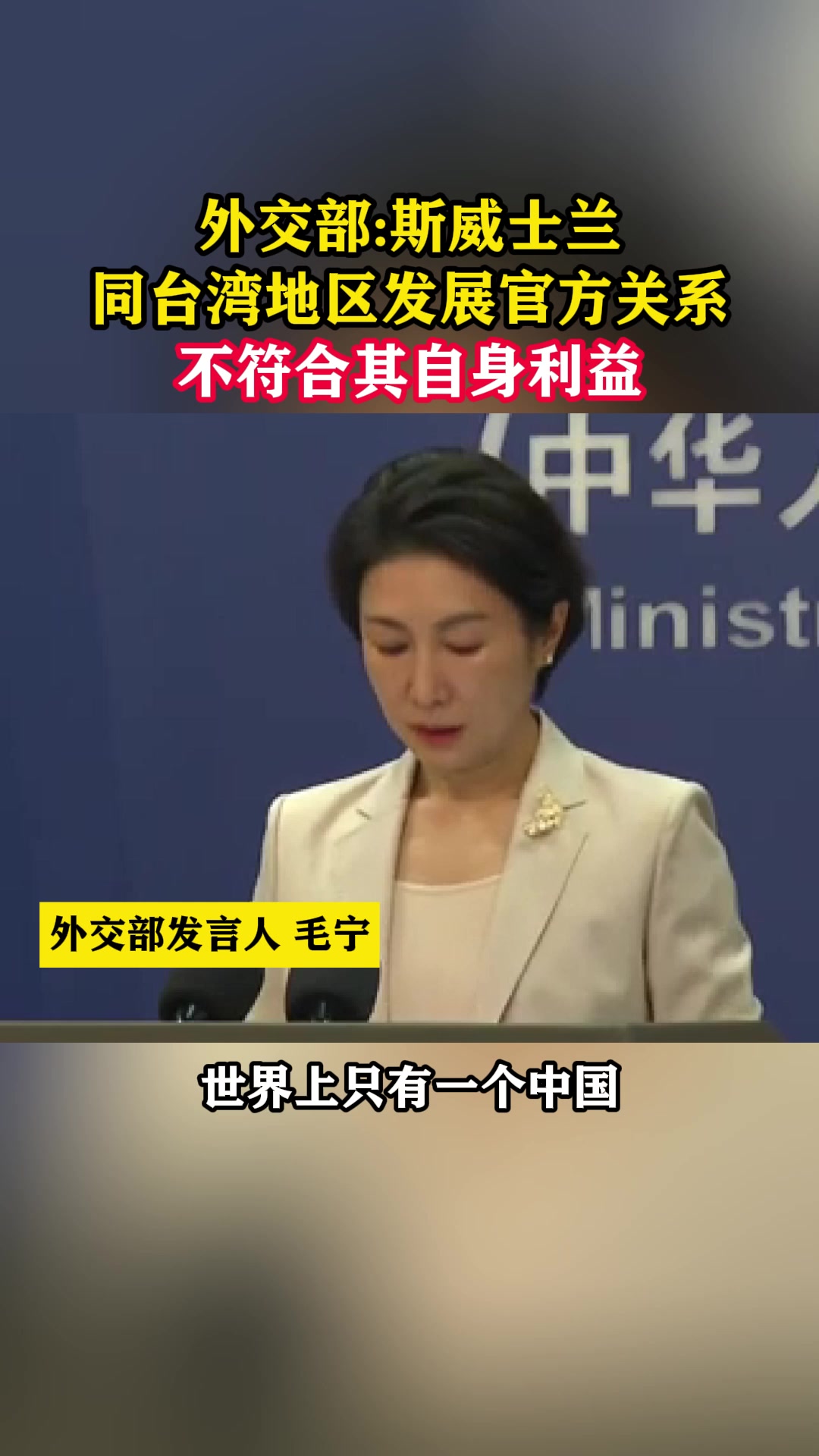 外交部:斯威士兰 同台湾地区发展官方关系不符合其自身利益