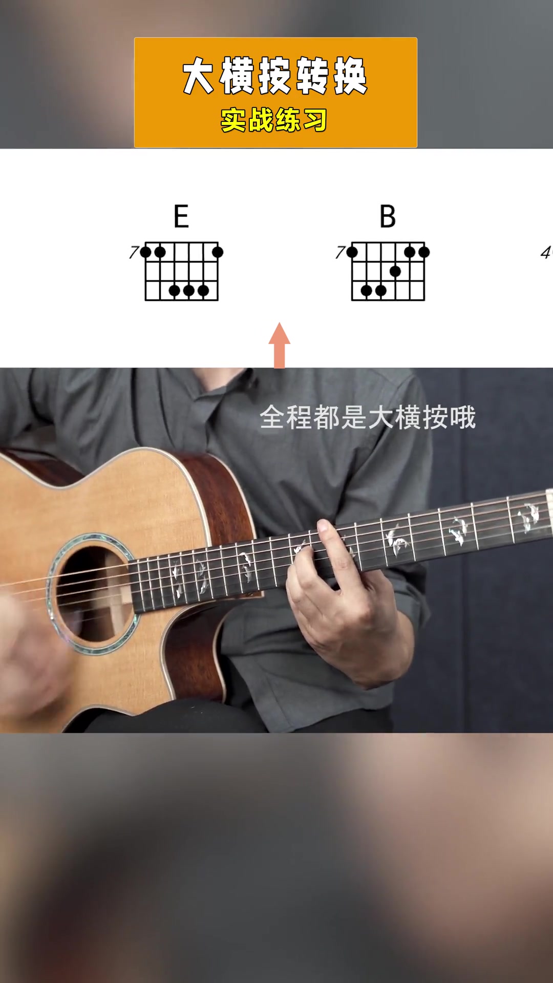 大横按和弦转换实战操作一下