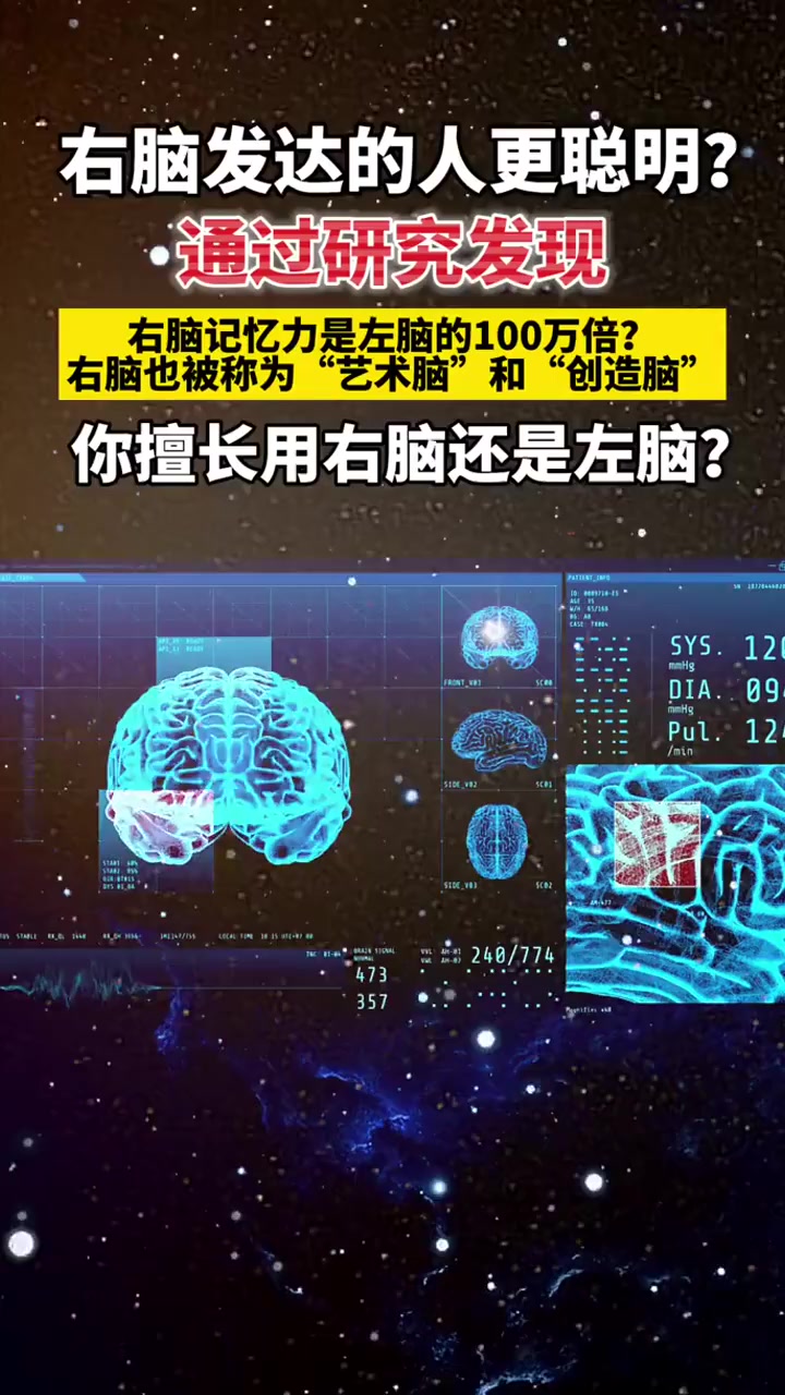 右脑发达的人更聪明?通过研究发现,右脑记忆力是左脑的100万倍?