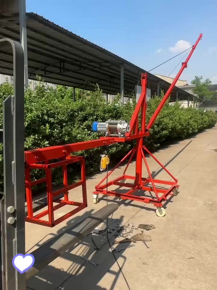 吊鱼装货小型起重机池塘码头装运鱼提升机建筑高楼吊装机旋转吊臂