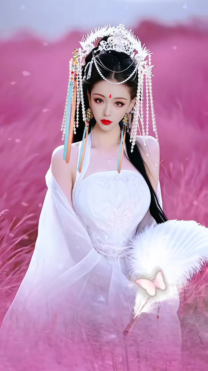 孟潞古风白色纱裙