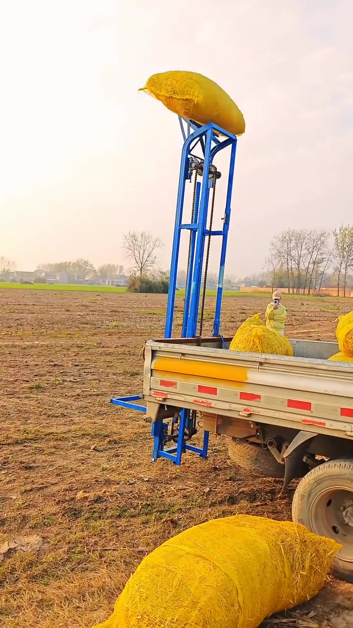 草捆装车神器,24伏电瓶带动的草包装车机提升机