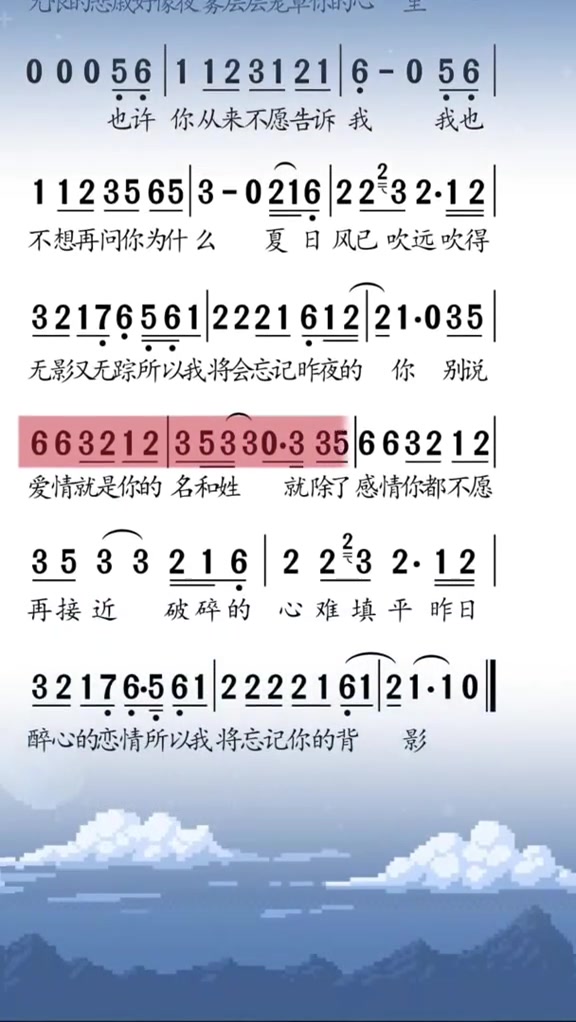 《潇洒的走》动态歌谱