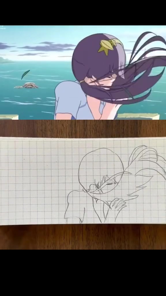 手绘103张的逐帧定格动画风吹头发的动画还是很好看的自己吓自己