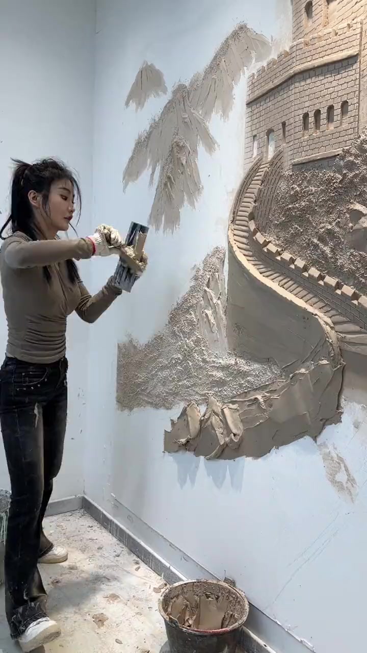 90后壁画师制作万里长城