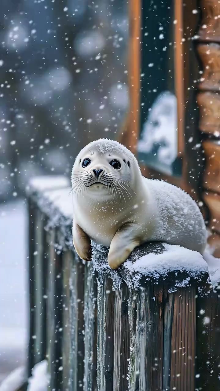 呆萌呆萌的小海豹,好可爱