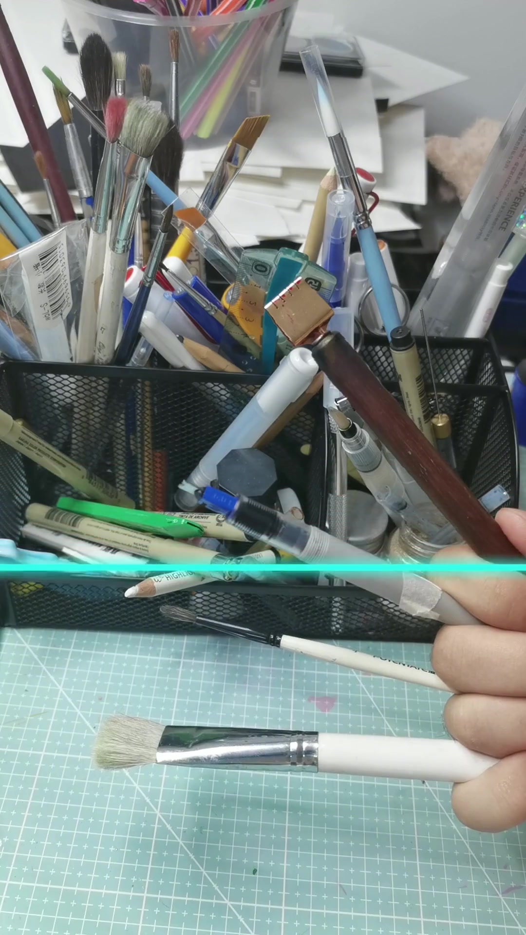 创意定格照 美术生的手?蓝线挑战 美术生