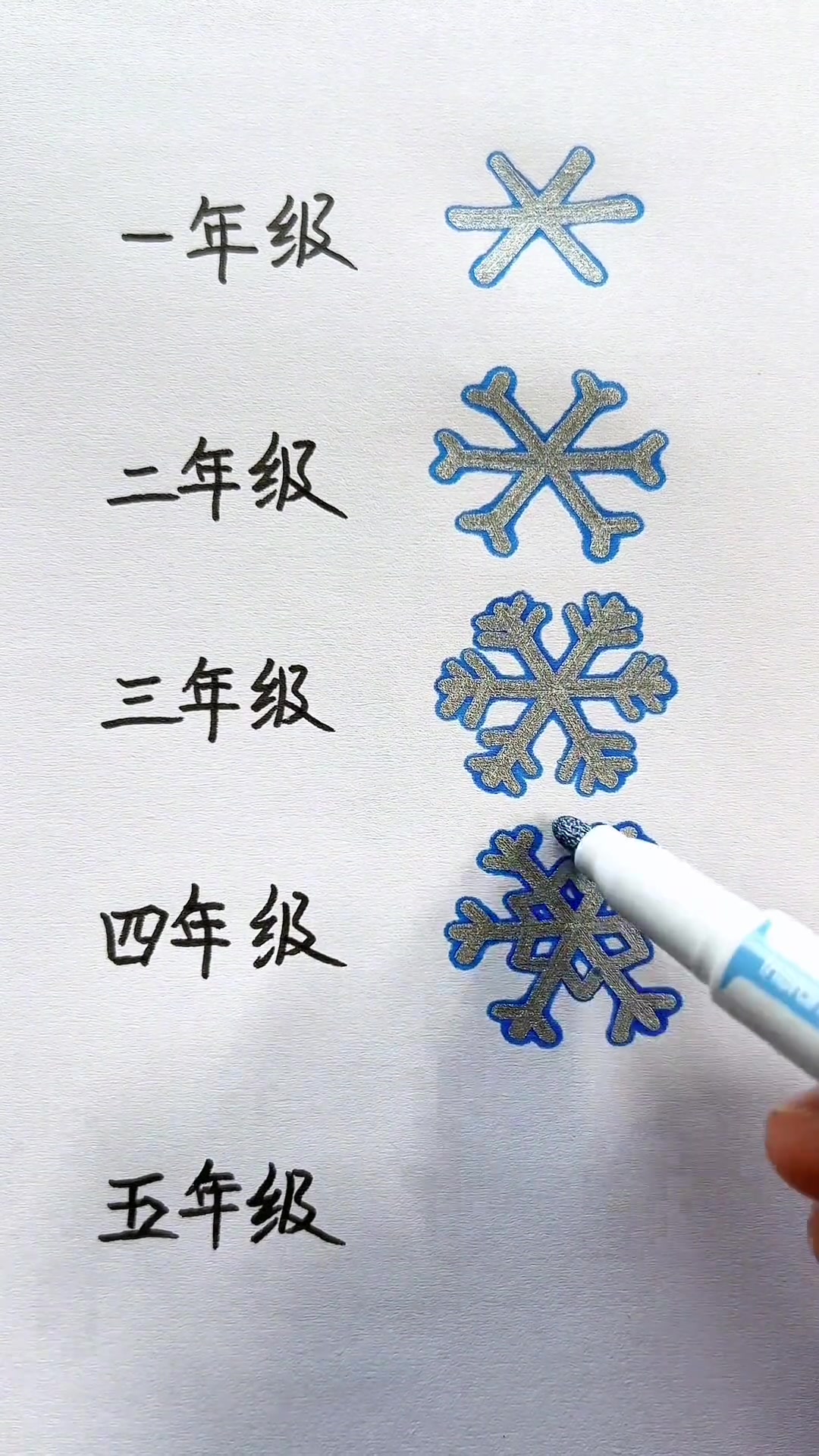 不同年级画的雪花,你是几年级?简笔画 画画