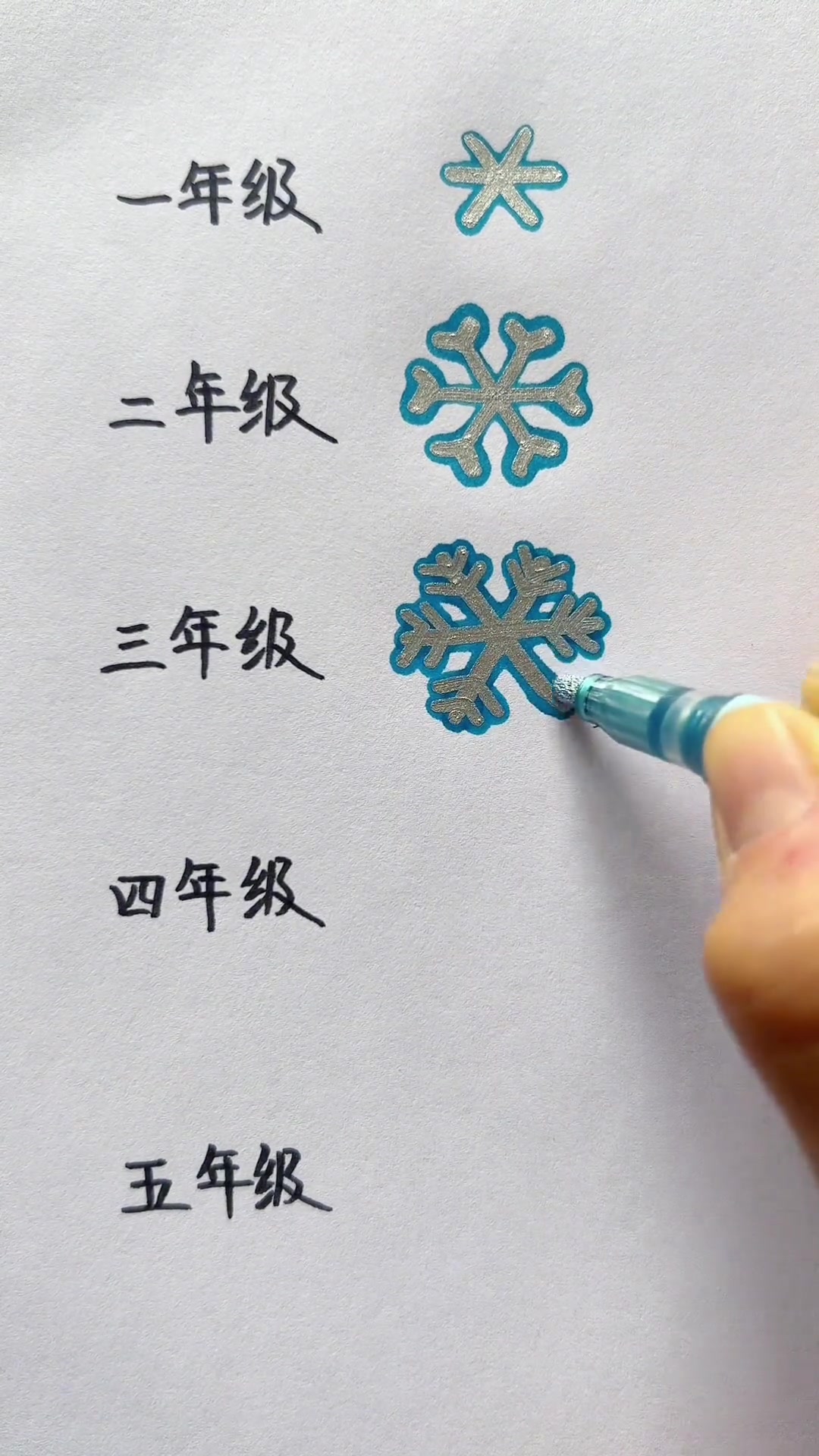 不同年级画的雪花,你是几年级?简笔画 画画 学画画