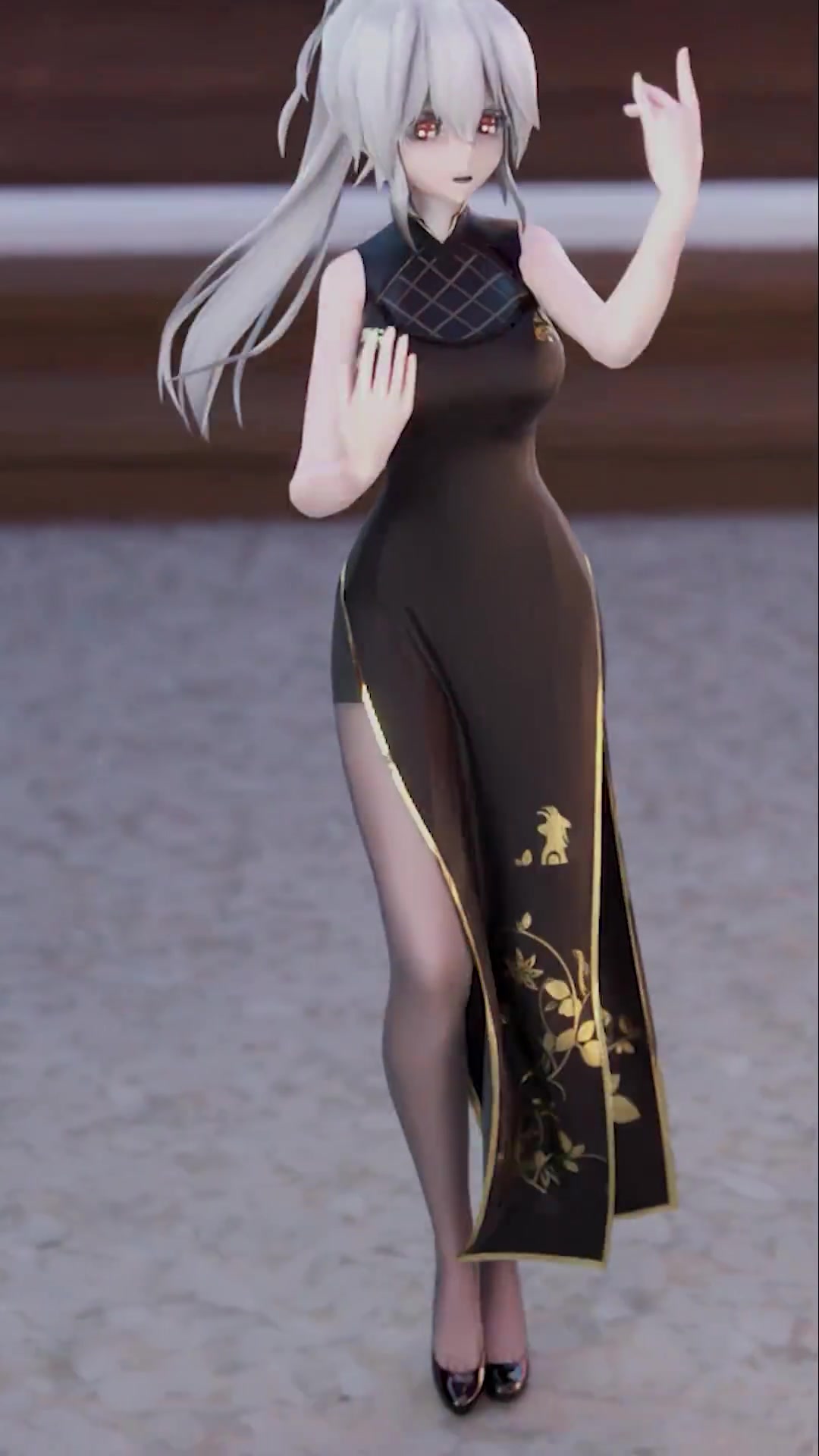 「弱音竖屏布料」广寒宫,旗袍和黑丝更配哦!