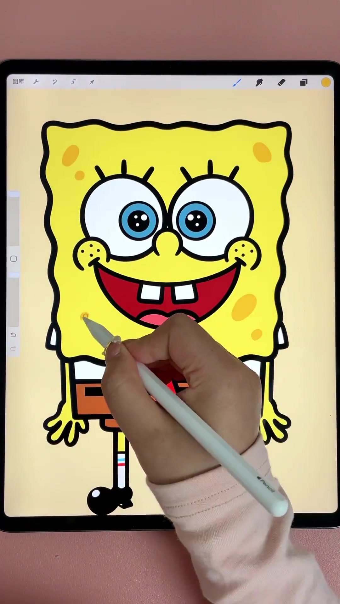 超简单!跟我画可爱海绵宝宝,颜色填充超解压!