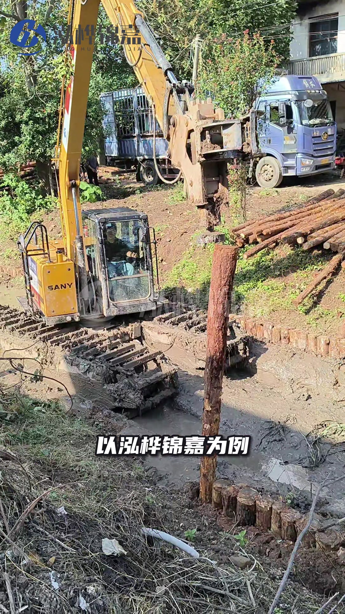 河道护坡的松木桩要打多深?