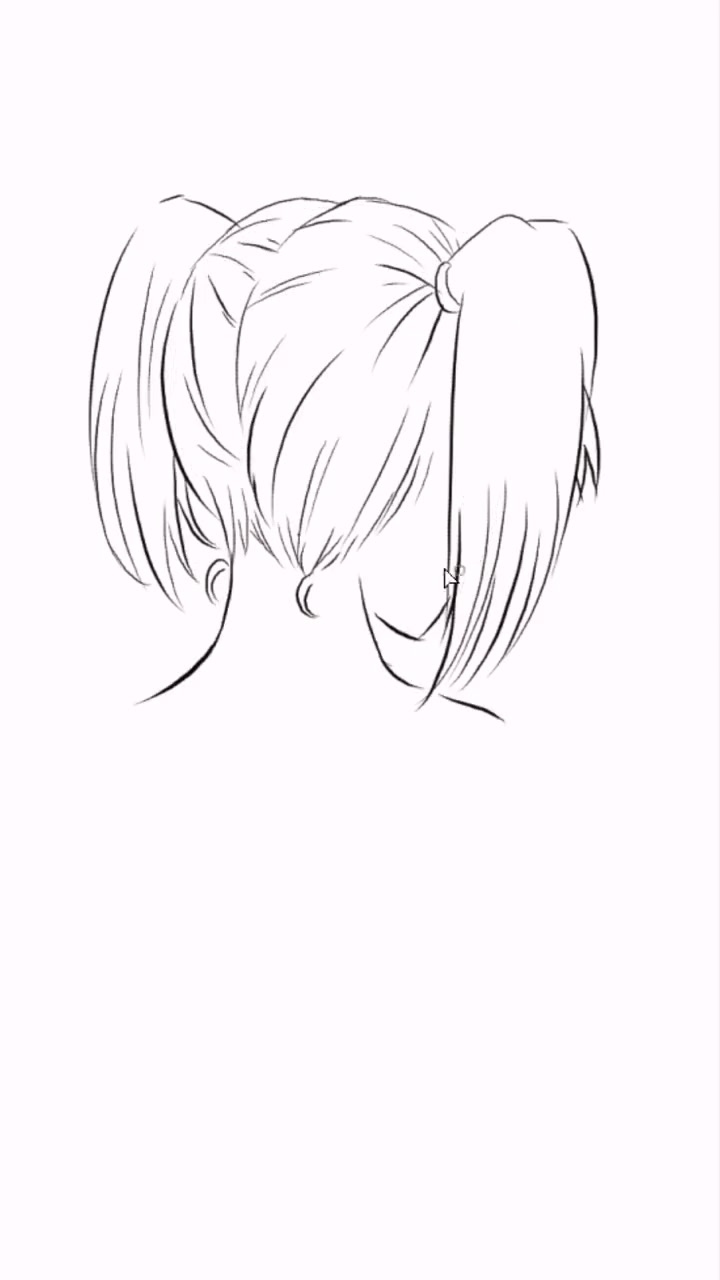 双马尾漫画女生头像背面怎么画