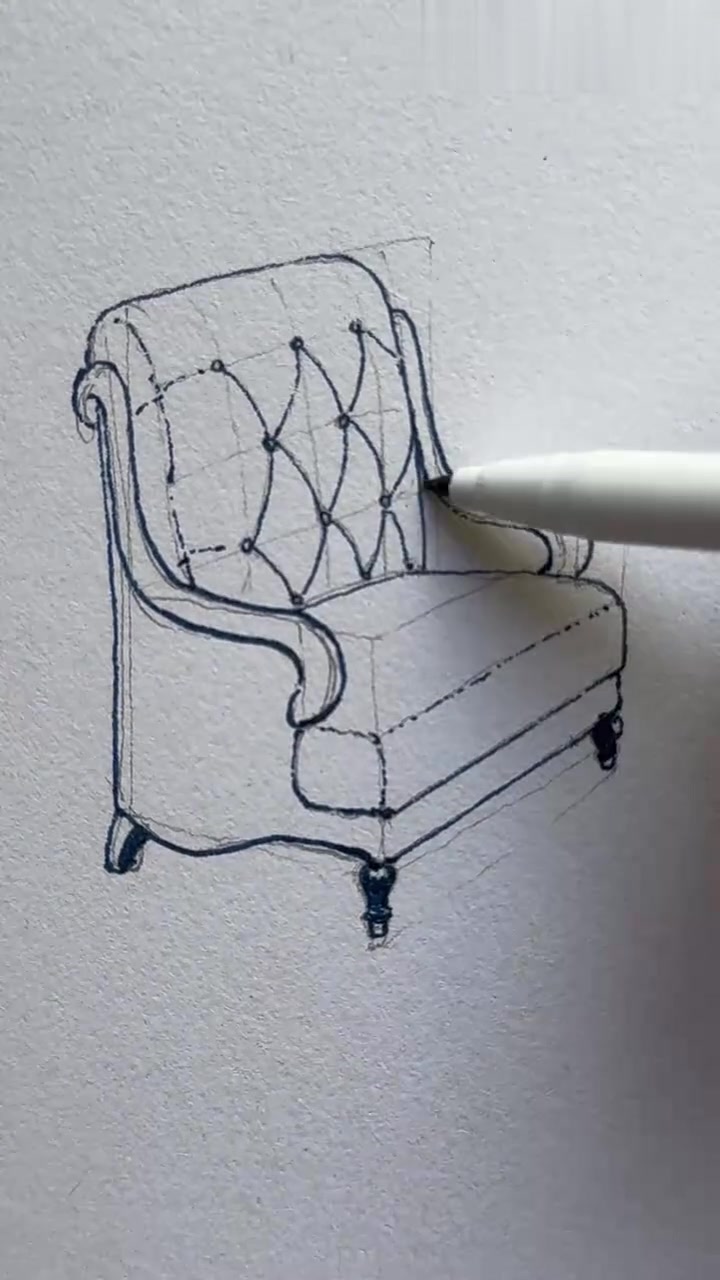 简单的复古小沙发画法