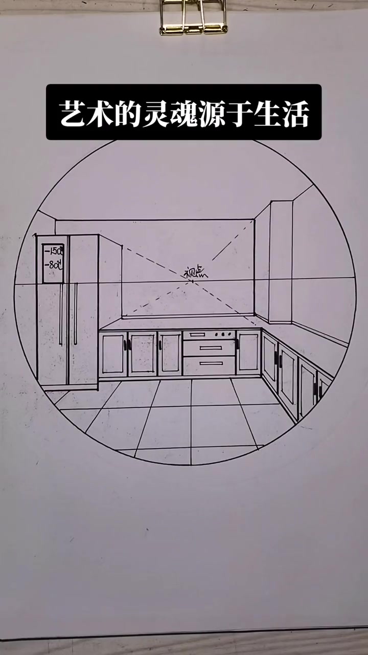 艺术的灵魂源于生活,一点透视手绘厨房空间效果与透视原理