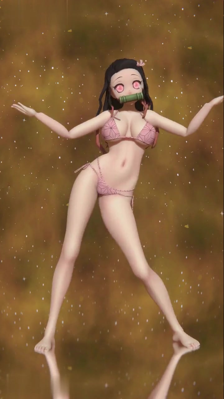 「竖屏phut hon舞」美丽的泳装女孩灶门祢豆子