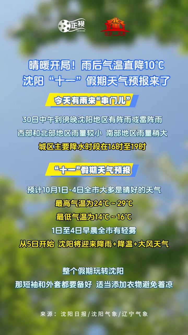 沈阳近期天气预报预报