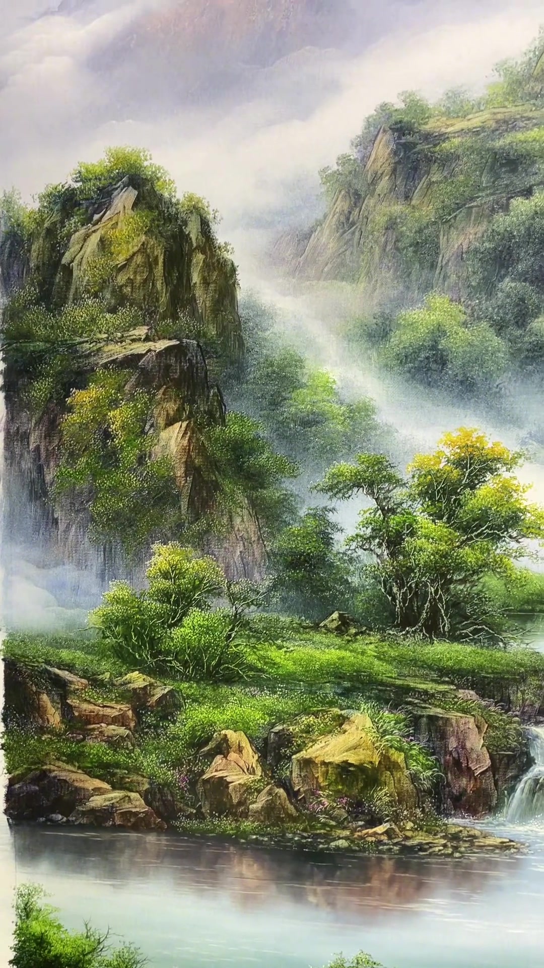 减色油画山水技法技巧完美结合,传承别样中国山水画