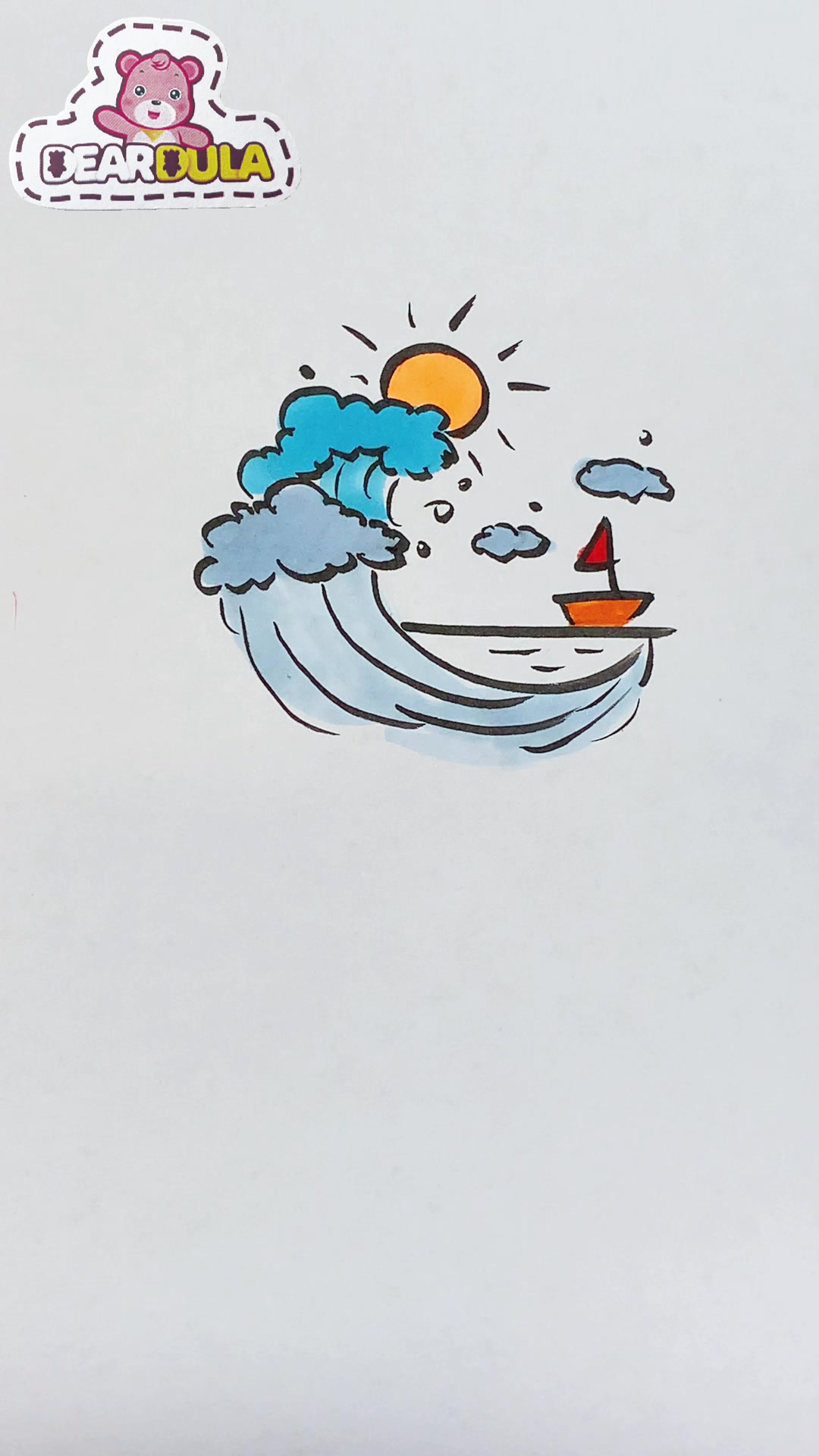 画海浪就这么简单,简单的幼儿园手工绘画