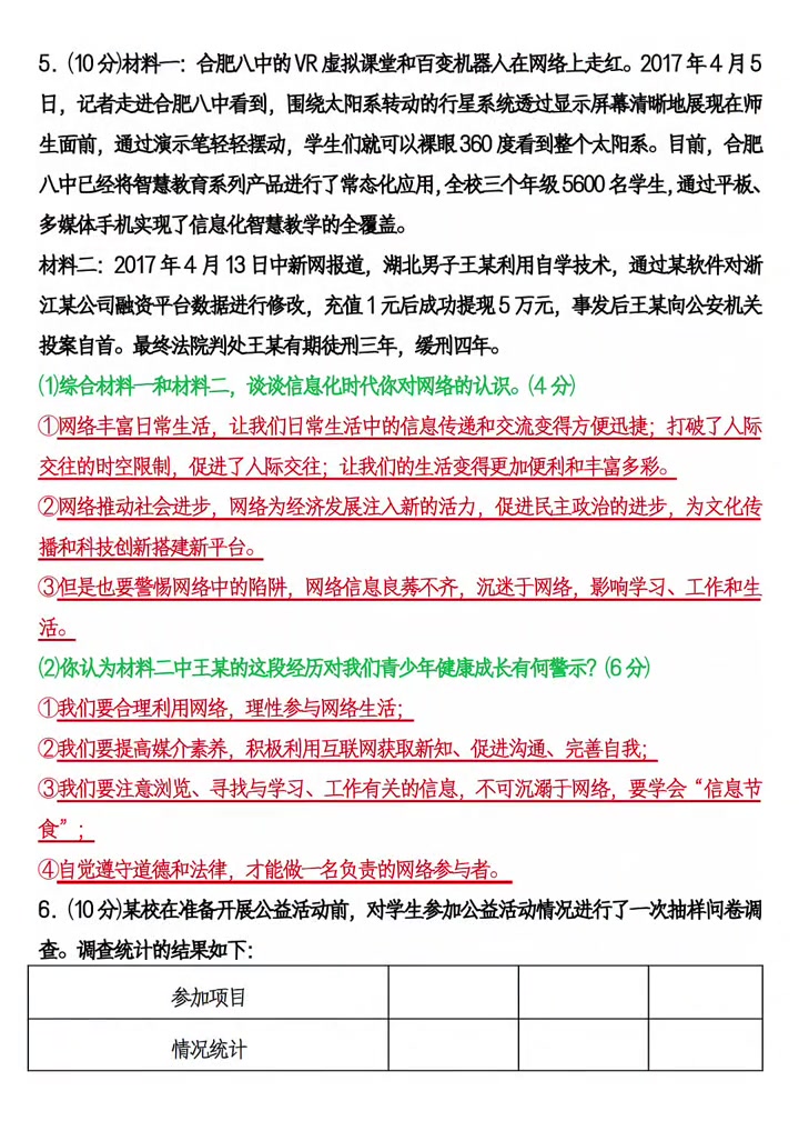 包含初三道法材料分析题！解题步骤，专项训练的词条